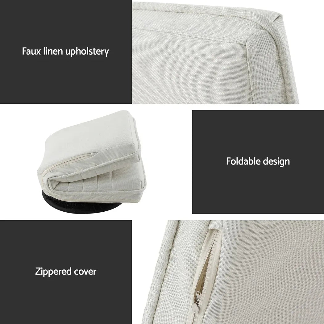 Artiss 4XFloor Chair Lounge Sofa Swivel Foldable Linen White - Mekamart Australia