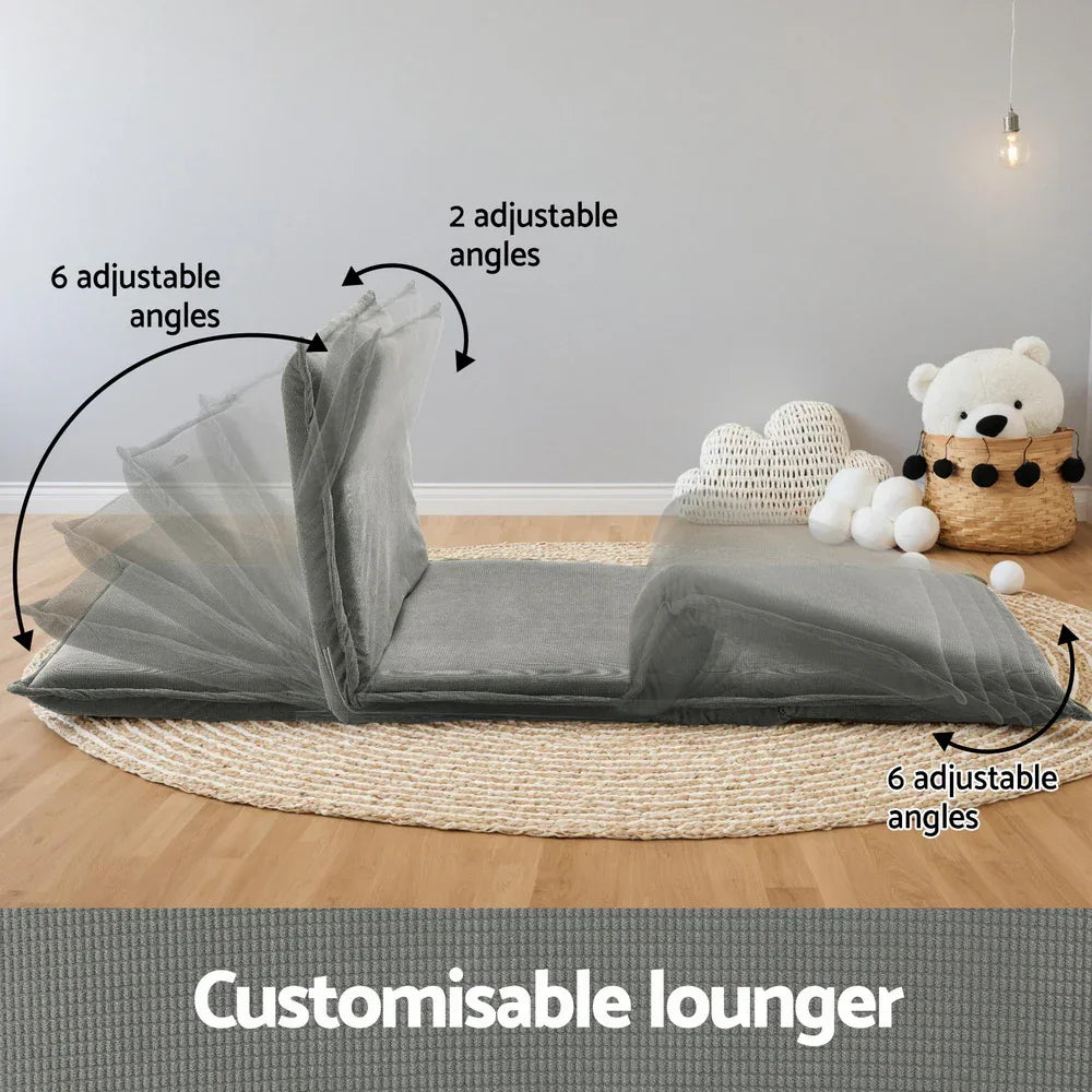 Artiss Floor Lounge Sofa Bed Foldable 2 Seater Grey - Mekamart Australia