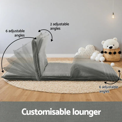 Artiss Floor Lounge Sofa Bed Foldable 2 Seater Grey - Mekamart Australia