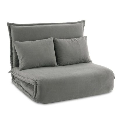 Artiss Floor Lounge Sofa Bed Foldable 2 Seater Grey - Mekamart Australia