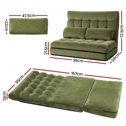 ArtissLounge Sofa Bed 2 seater Green Fabric - Mekamart Australia