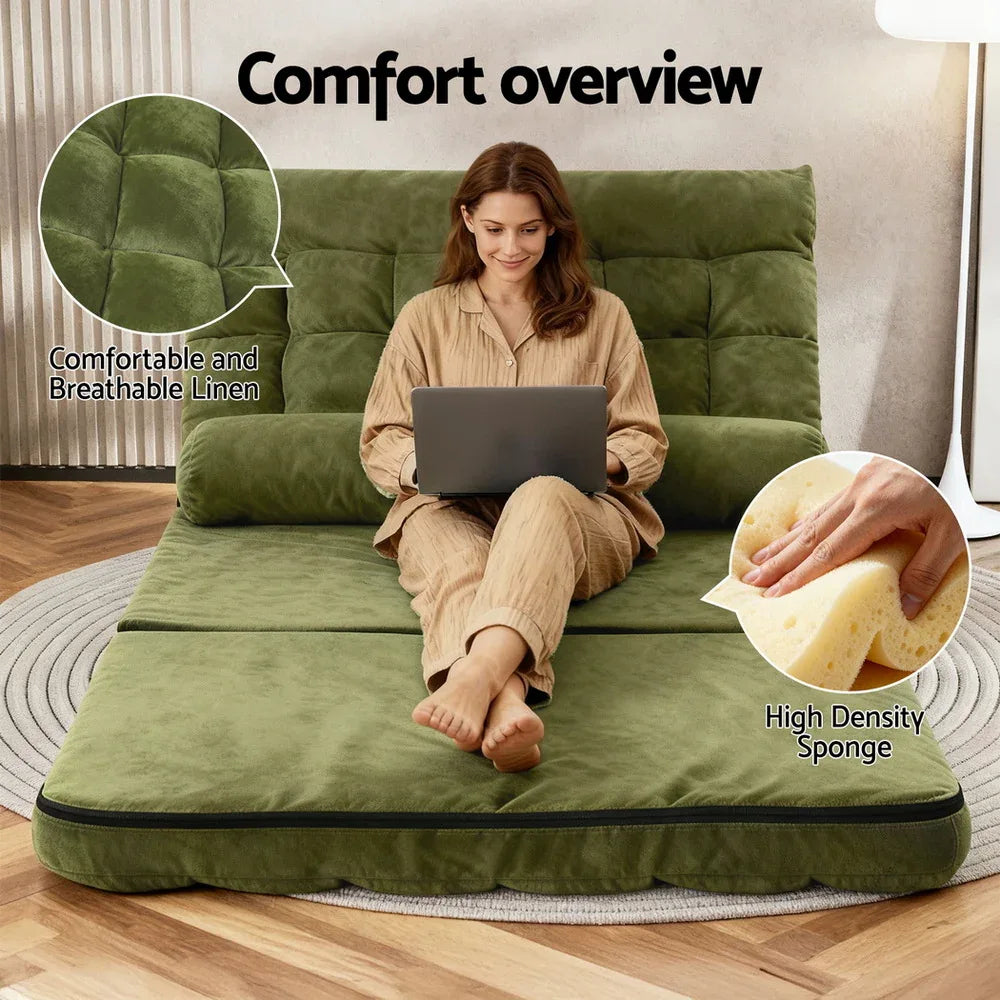 ArtissLounge Sofa Bed 2 seater Green Fabric - Mekamart Australia