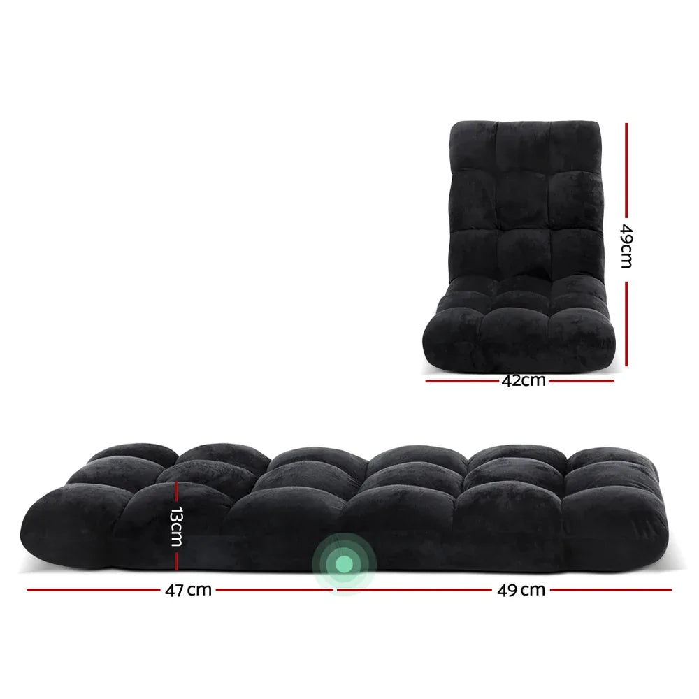 Artiss 2X Lounge Sofa Bed Flannel Fabric Black - Mekamart Australia