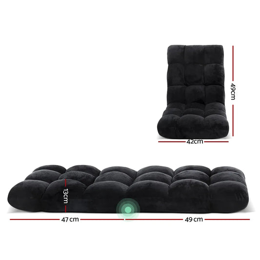 Artiss 2X Lounge Sofa Bed Flannel Fabric Black - Mekamart Australia