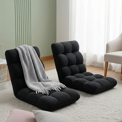 Artiss 2X Lounge Sofa Bed Flannel Fabric Black - Mekamart Australia