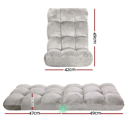Artiss 4X Lounge Sofa Bed Flannel Fabric Grey