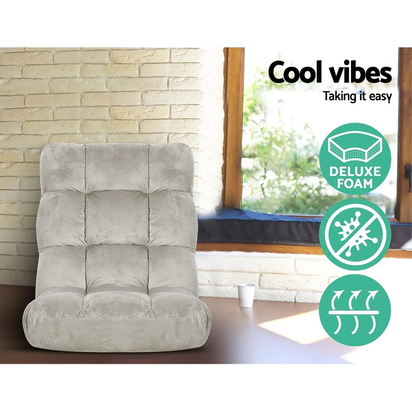 Artiss 4X Lounge Sofa Bed Flannel Fabric Grey