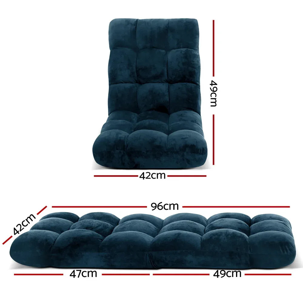 Artiss Floor Lounge Sofa Bed Flannel Fabric Navy - Mekamart Australia