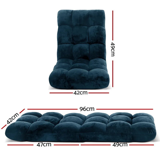 Artiss Floor Lounge Sofa Bed Flannel Fabric Navy