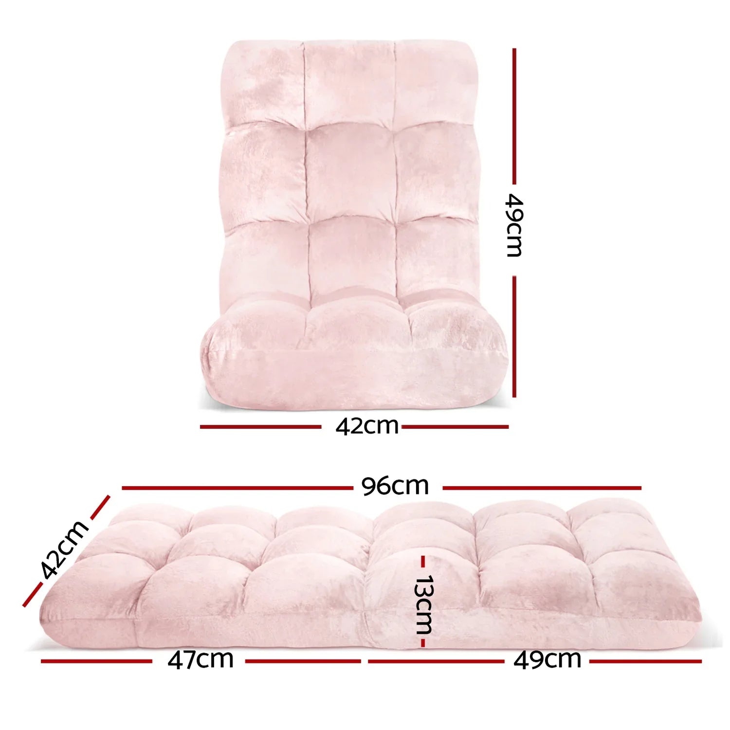 Artiss 2PCS Floor Lounge Sofa Bed Flannel Fabric Pink - Mekamart Australia
