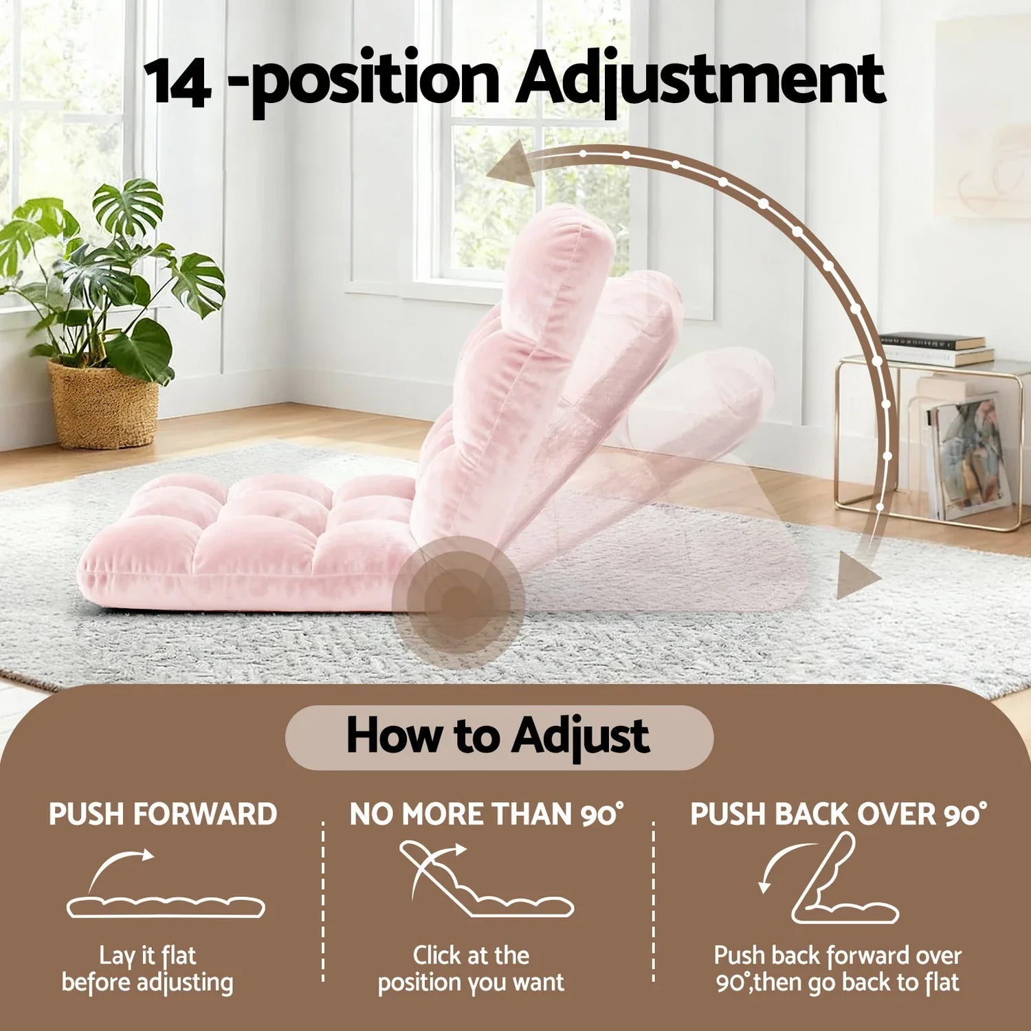 Artiss 2PCS Floor Lounge Sofa Bed Flannel Fabric Pink - Mekamart Australia