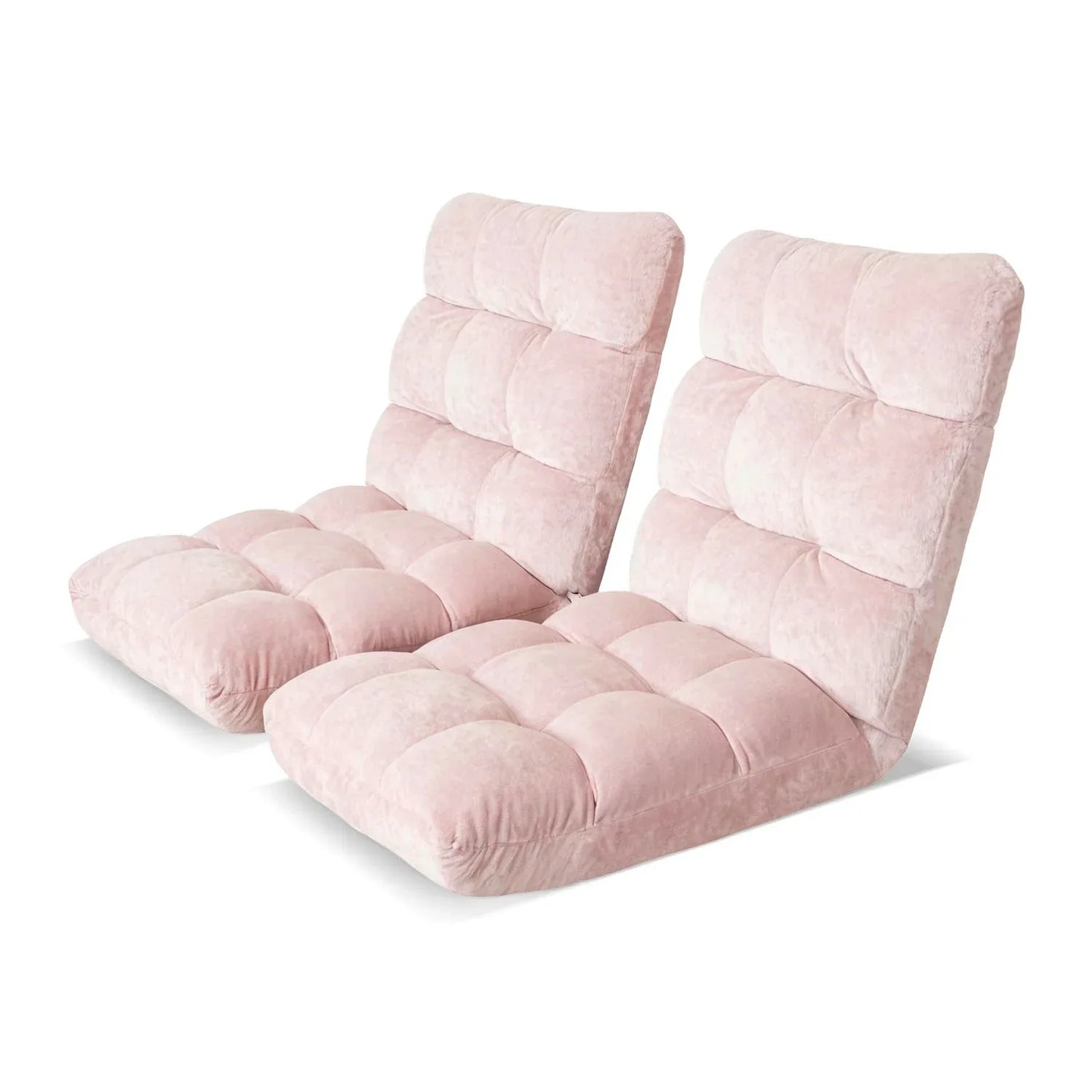 Artiss 2PCS Floor Lounge Sofa Bed Flannel Fabric Pink - Mekamart Australia