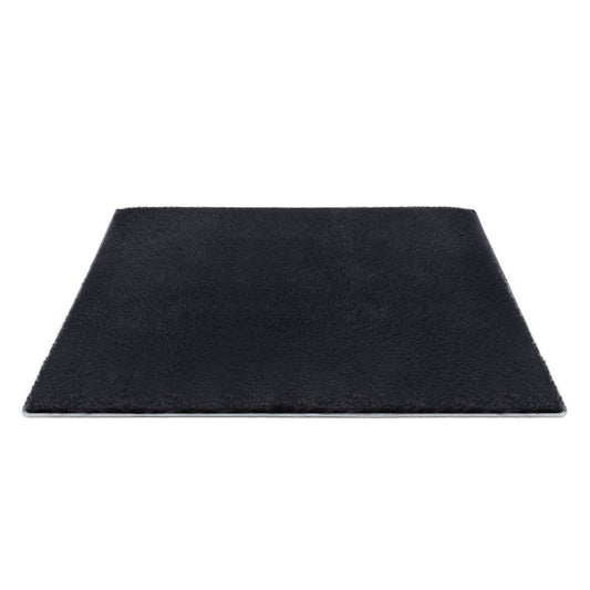 Artiss Floor Rug 200x230cm Plush Area Shaggy Rug Living Room Bedroom Carpet Black