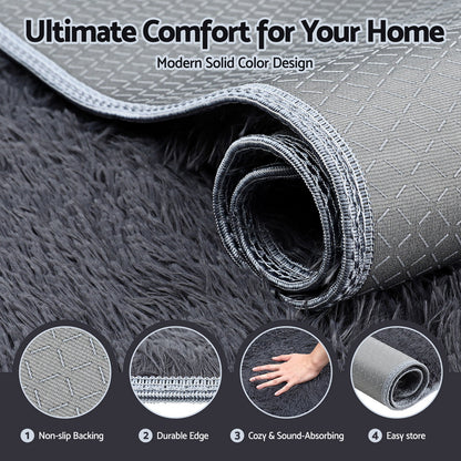 Artiss Floor Rug 200x290cm Plush Area Shaggy Rug Living Room Bedroom Carpet Grey