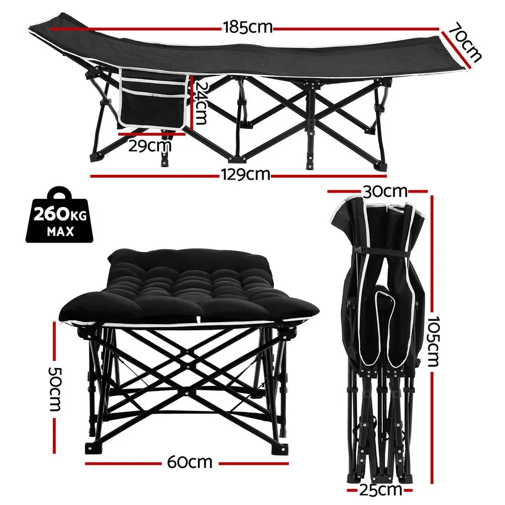 Artiss Folding Bed With Mattress Heavy Duty Black 185CM - Mekamart Australia