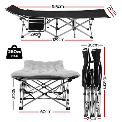Artiss Folding Bed With Mattress Heavy Duty Grey 185CM - Mekamart Australia