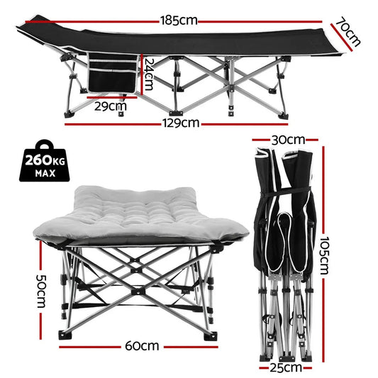 Artiss Folding Bed With Mattress Heavy Duty Grey 185CM - Mekamart Australia
