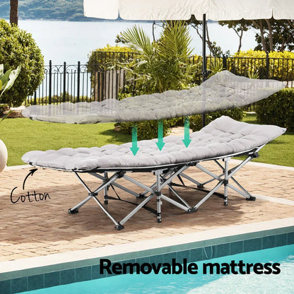 Artiss Folding Bed With Mattress Heavy Duty Grey 185CM - Mekamart Australia