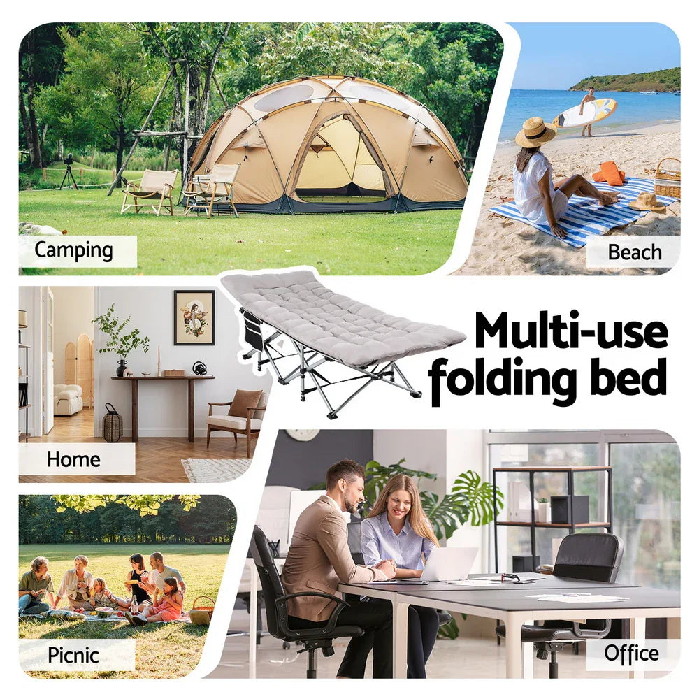 Artiss Folding Bed With Mattress Heavy Duty Grey 185CM - Mekamart Australia