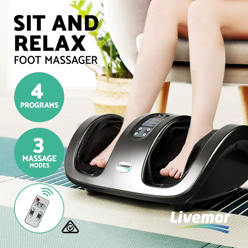 Livemor Foot Massager Shiatsu Massagers Electric Roller Kneading Leg Grey