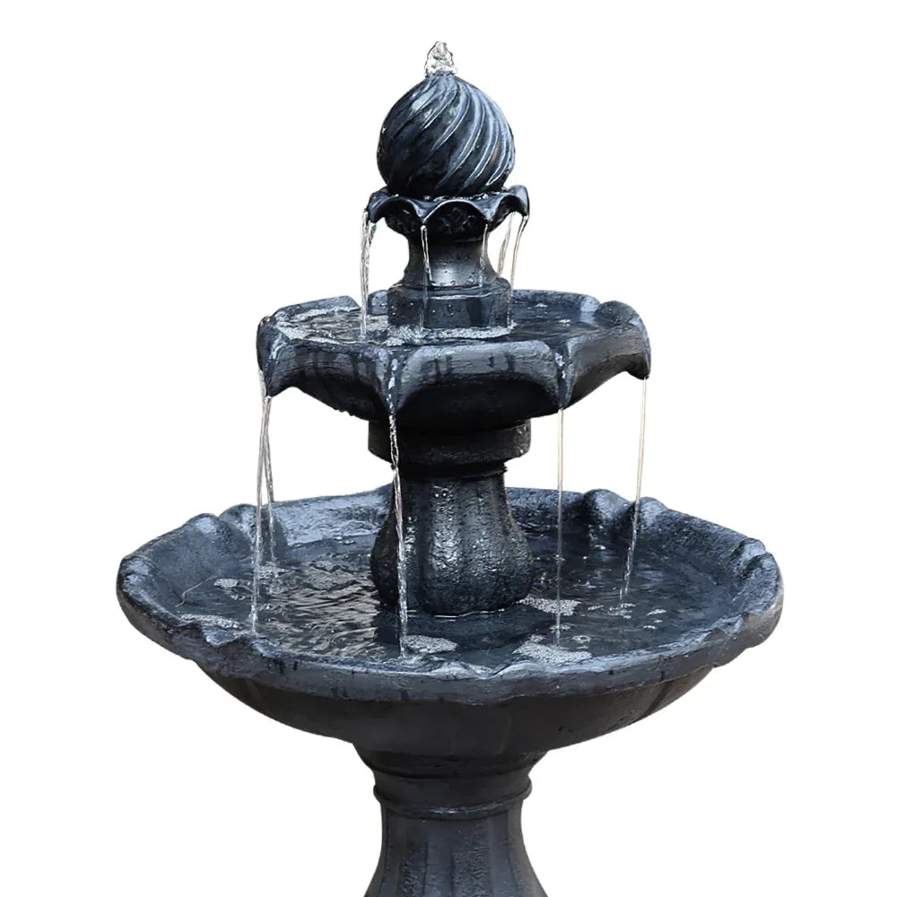 Gardeon Solar Water Feature 3-Tier Fountain with Pump Kit Bird Bath 93CM Black - Mekamart Australia