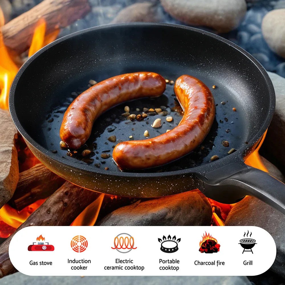 5-Star Chef Non Stick Frying Pan Cast Aluminium Steak Skillet BBQ Cookware 30cm - Mekamart Australia