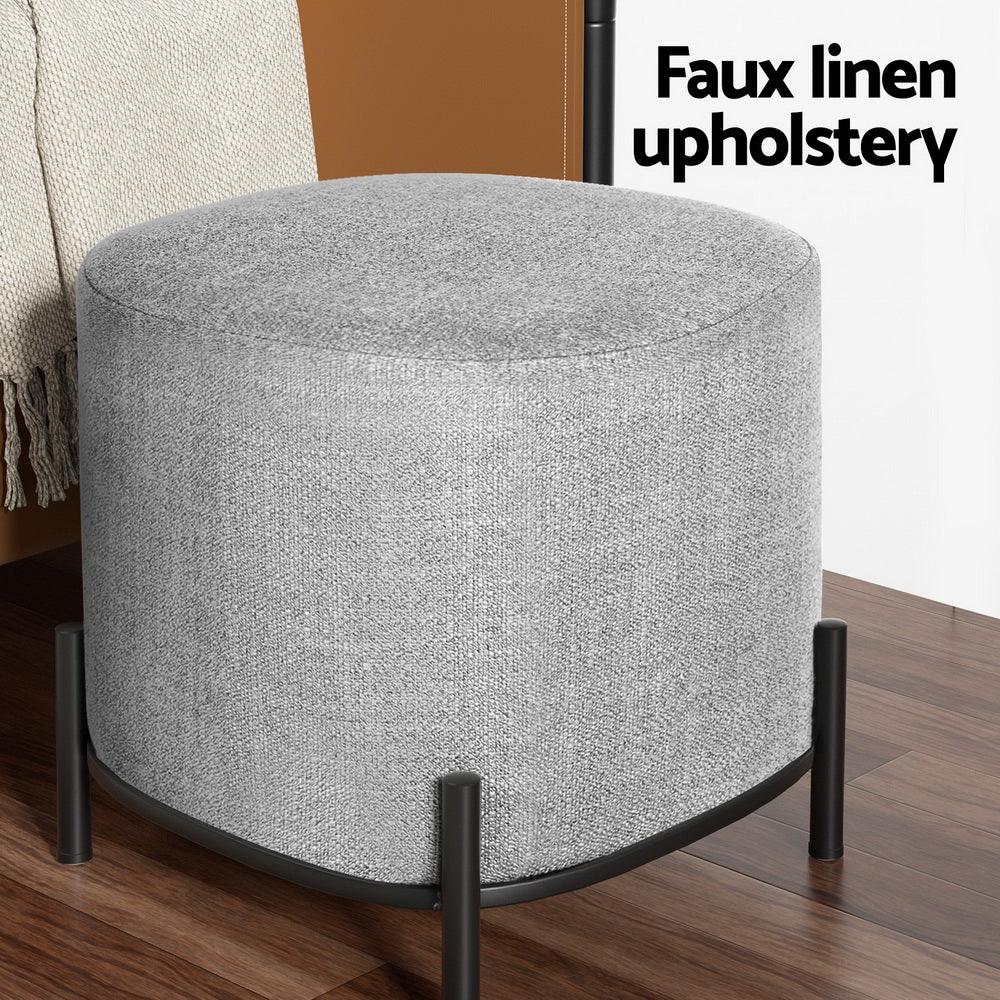 Artiss Ottoman Foot Stool Square Linen Grey - Mekamart Australia