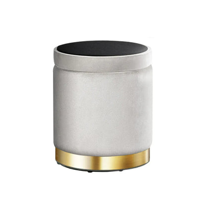 Artiss Ottoman Storage Foot Stool Round Velvet Grey - Mekamart Australia