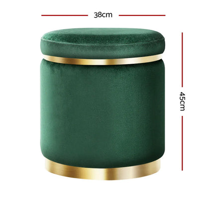 Artiss Ottoman Foot Stool Round Velvet Green - Mekamart Australia