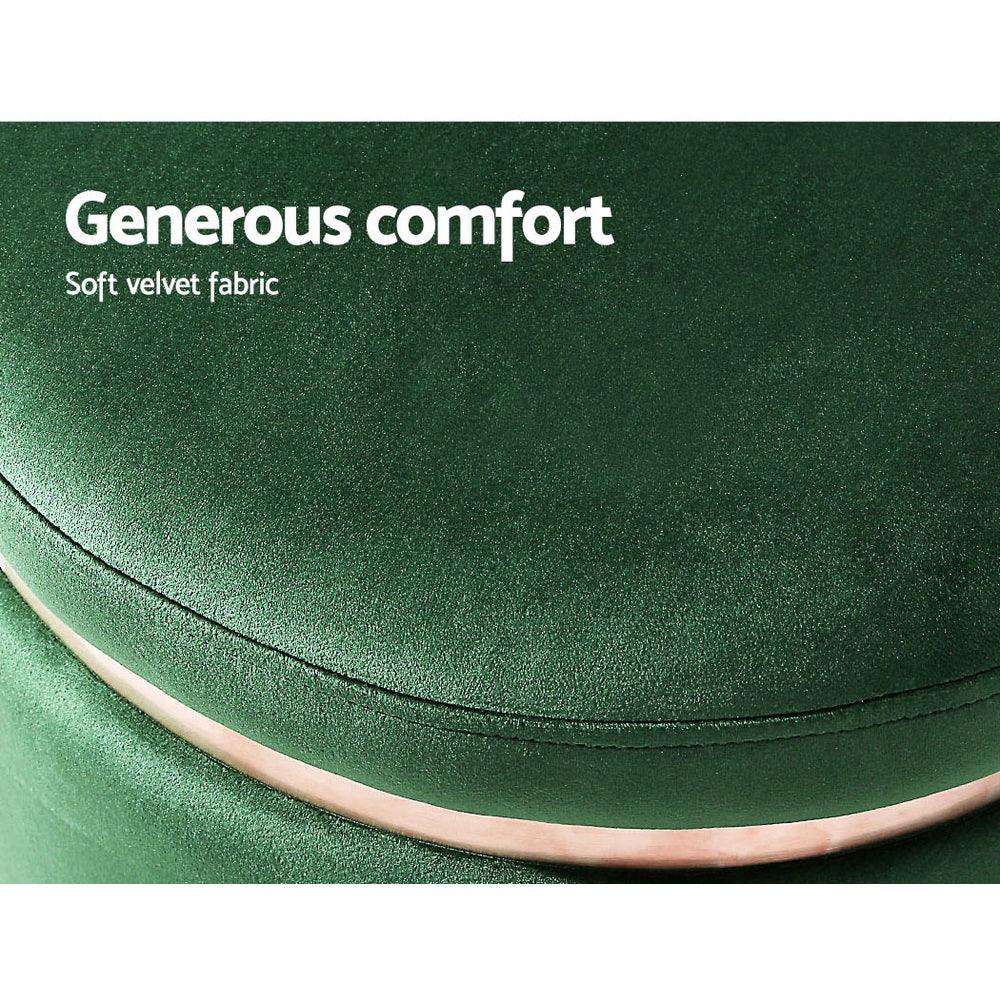 Artiss Ottoman Foot Stool Round Velvet Green - Mekamart Australia