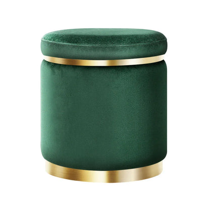 Artiss Ottoman Foot Stool Round Velvet Green - Mekamart Australia
