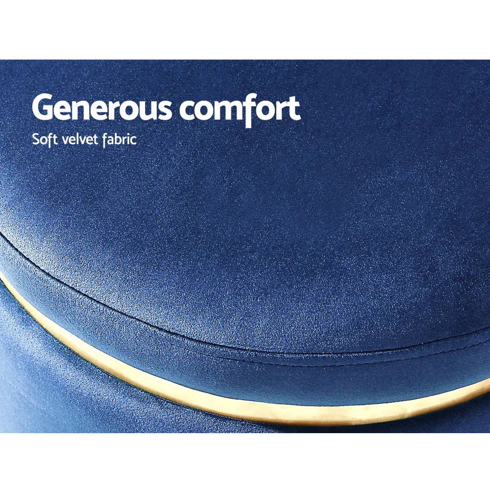 Artiss Ottoman Foot Stool Round Velvet Navy - Mekamart Australia