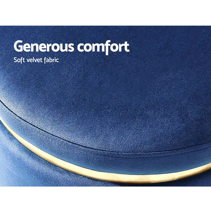 Artiss Ottoman Foot Stool Round Velvet Navy - Mekamart Australia