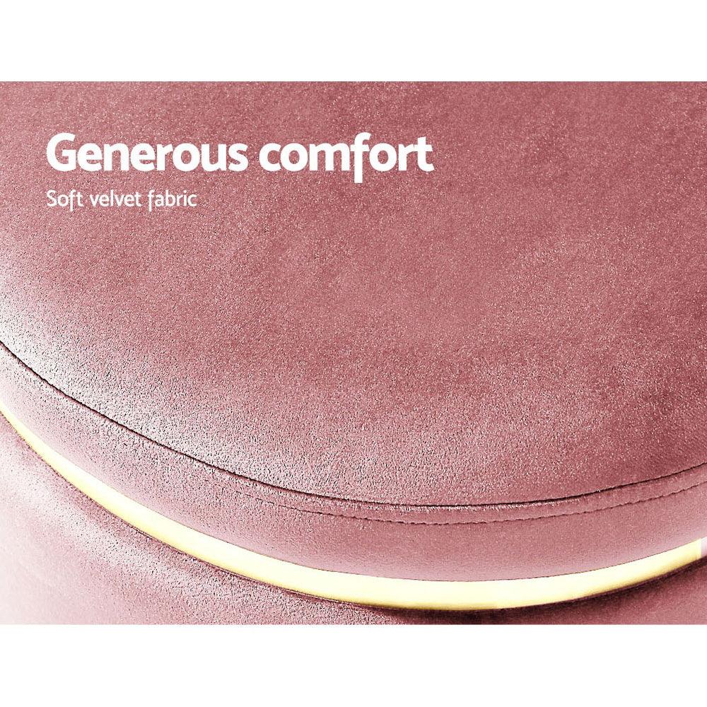 Artiss Ottoman Foot Stool Round Velvet Pink - Mekamart Australia