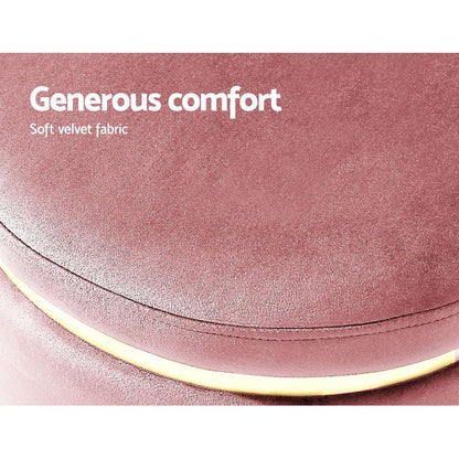 Artiss Ottoman Foot Stool Round Velvet Pink - Mekamart Australia