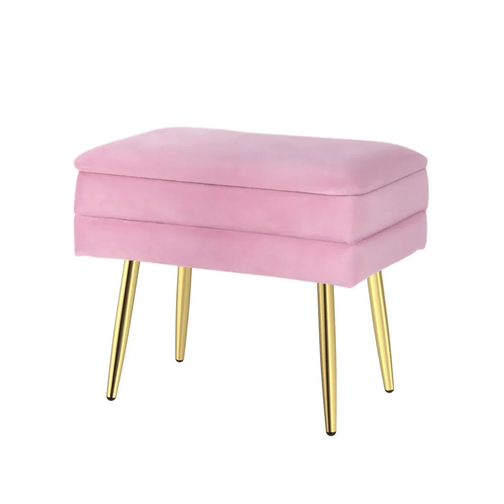 Artiss Ottoman Storage Foot Stool Vanity Velvet Pink - Mekamart Australia