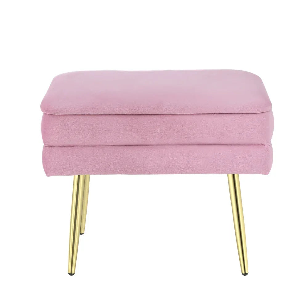 Artiss Ottoman Storage Foot Stool Vanity Velvet Pink - Mekamart Australia