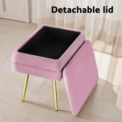 Artiss Ottoman Storage Foot Stool Vanity Velvet Pink - Mekamart Australia