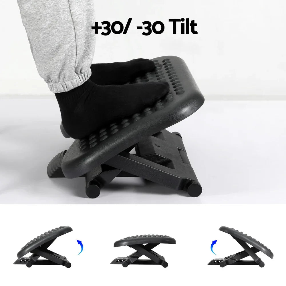 Artiss Foot Rest Stool Office Under Desk Angle Adjustable Footrest Massage Black - Mekamart Australia