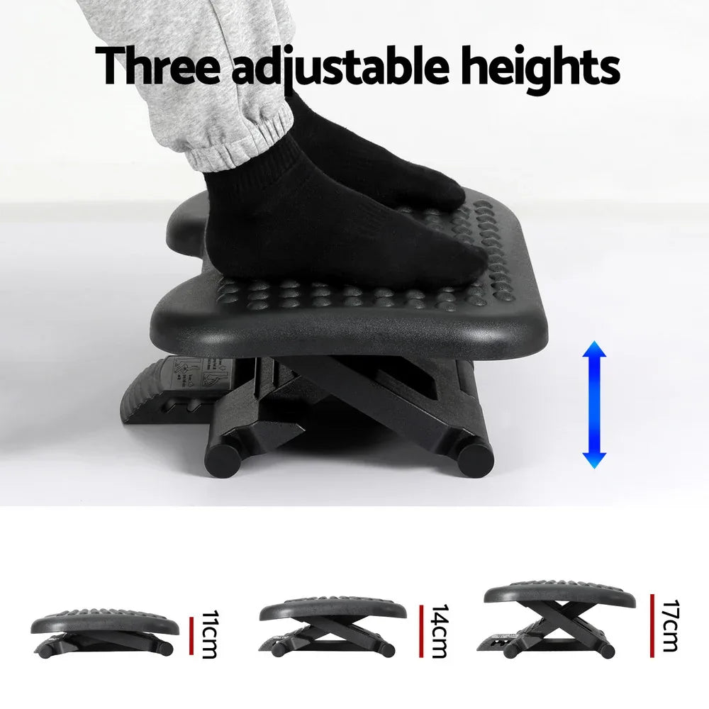 Artiss Foot Rest Stool Office Under Desk Angle Adjustable Footrest Massage Black - Mekamart Australia