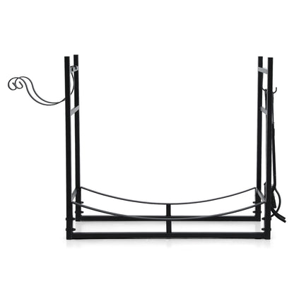 Gardeon Firewood Rack 84cm Wood Rack Firewood Storage Indoor Outdoor Black