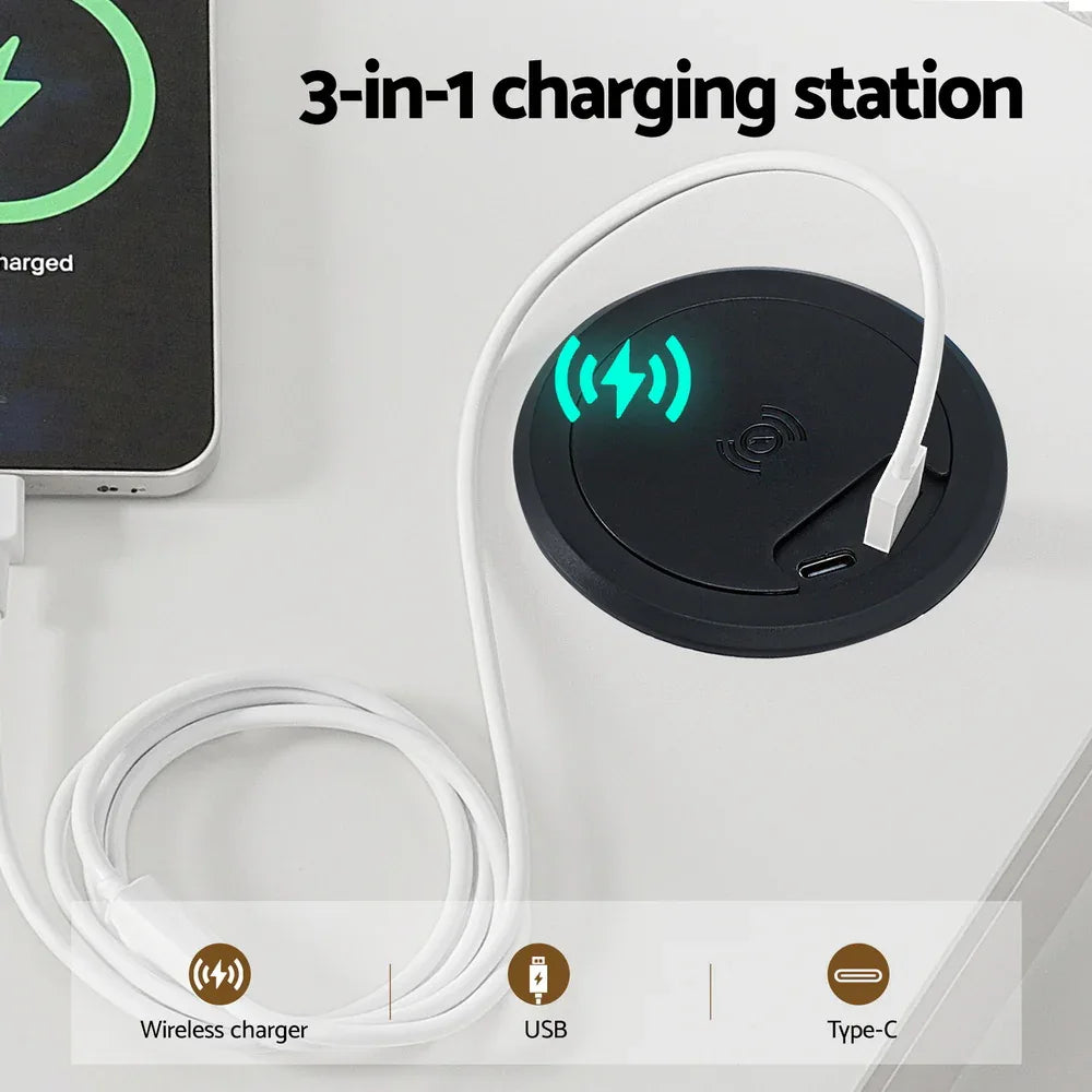 Artiss Buffet Sideboard Cabinet LED Clear Door Kitchen Storage Drawers White - Mekamart Australia