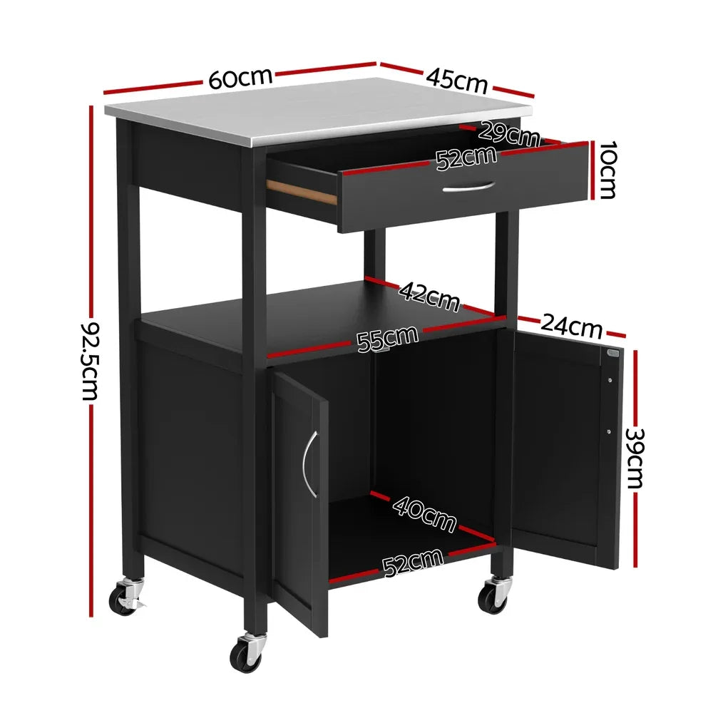 Artiss Kitchen Island Trolley Rolling Serving Cart Storage Drawer Cupboard 60cm - Mekamart Australia