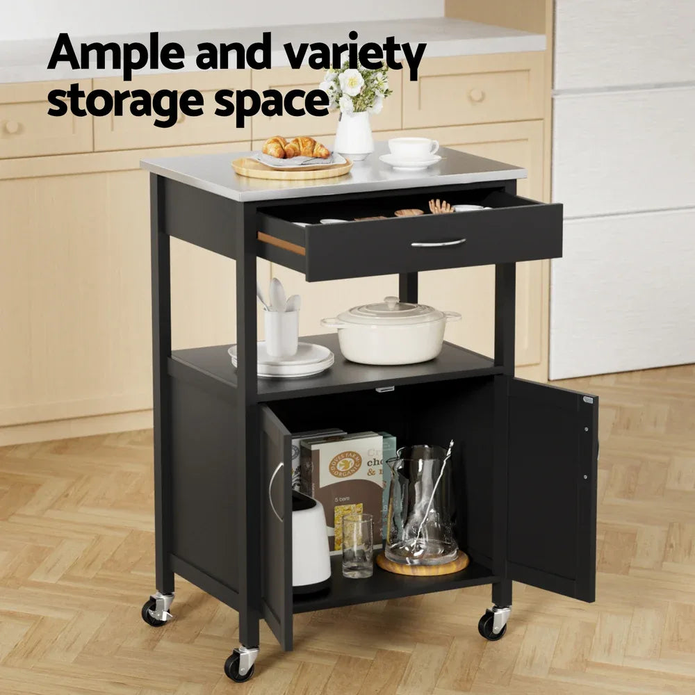 Artiss Kitchen Island Trolley Rolling Serving Cart Storage Drawer Cupboard 60cm - Mekamart Australia