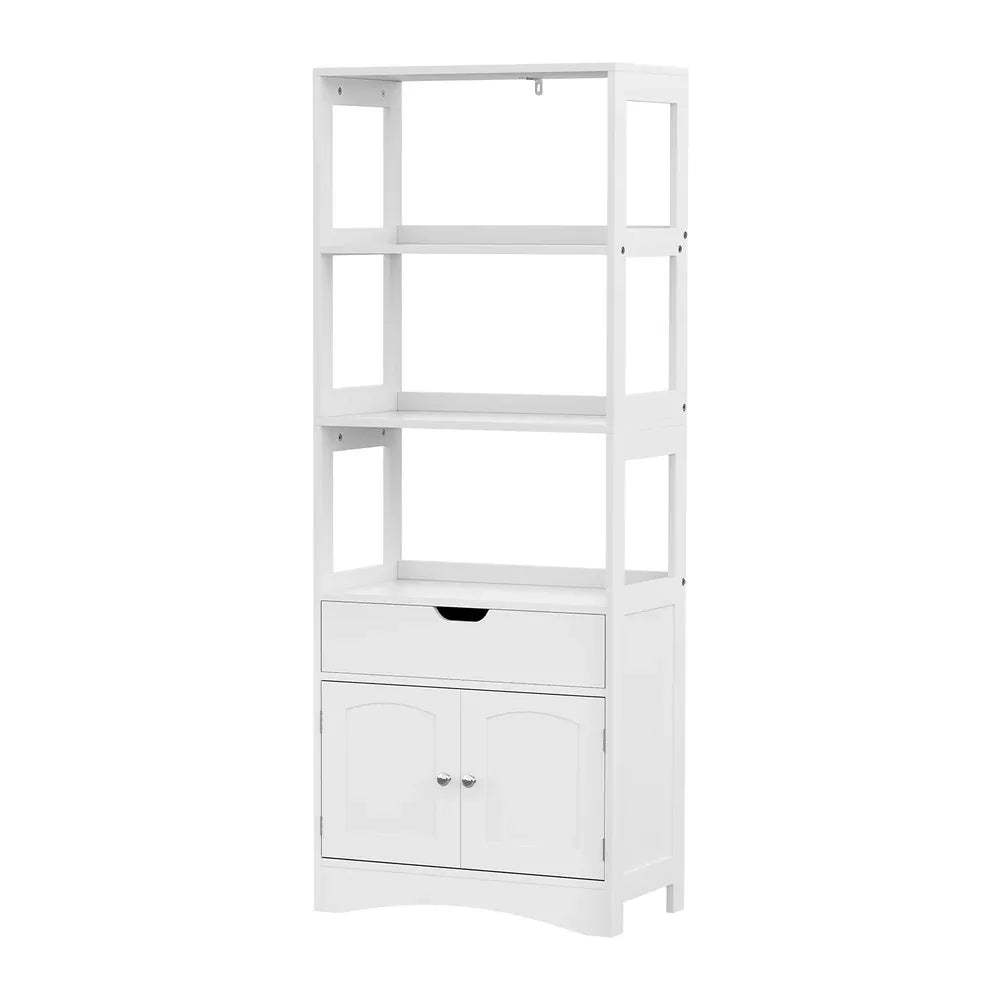 Artiss Bathroom Floor Storage Cabinet with 2 Drawers 3 Open Shelves 2 Doors White - Mekamart Australia