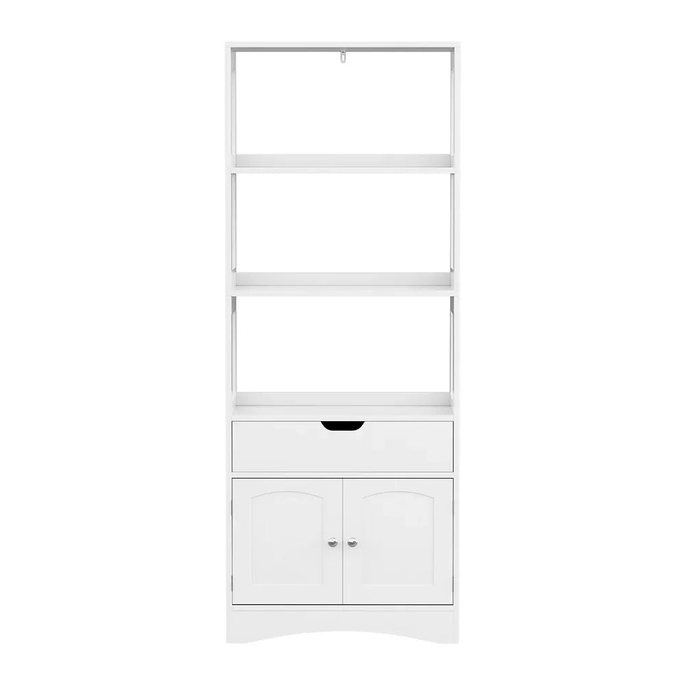 Artiss Bathroom Floor Storage Cabinet with 2 Drawers 3 Open Shelves 2 Doors White - Mekamart Australia