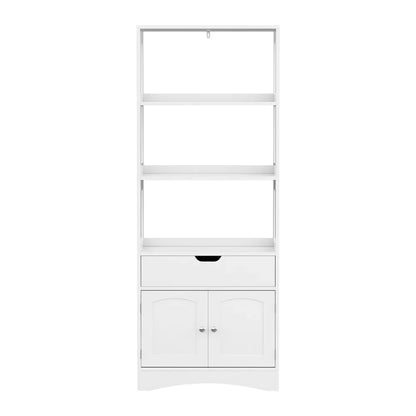 Artiss Bathroom Floor Storage Cabinet with 2 Drawers 3 Open Shelves 2 Doors White - Mekamart Australia