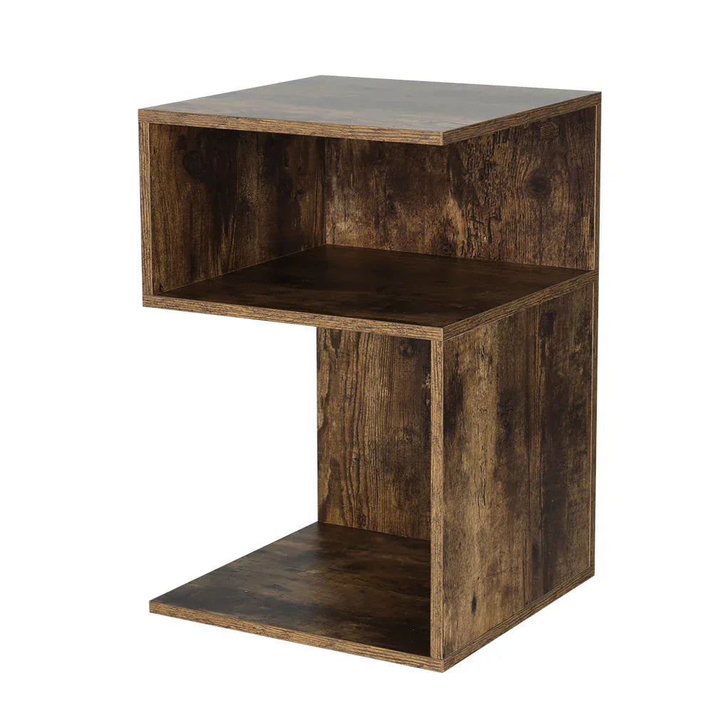 Artiss Bedside Table Shelves Side End Table Storage Nightstand Rust Oak UMENI - Mekamart Australia