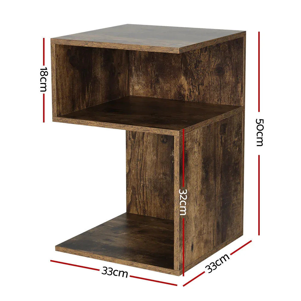 Artiss Bedside Table Shelves Side End Table Storage Nightstand Rust Oak UMENI - Mekamart Australia