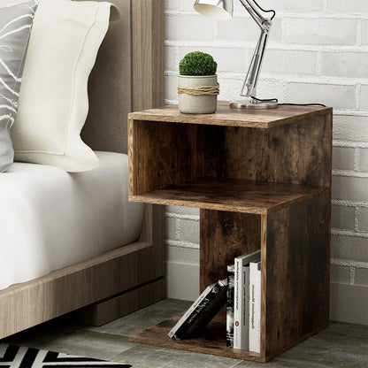 Artiss Bedside Table Shelves Side End Table Storage Nightstand Rust Oak UMENI - Mekamart Australia